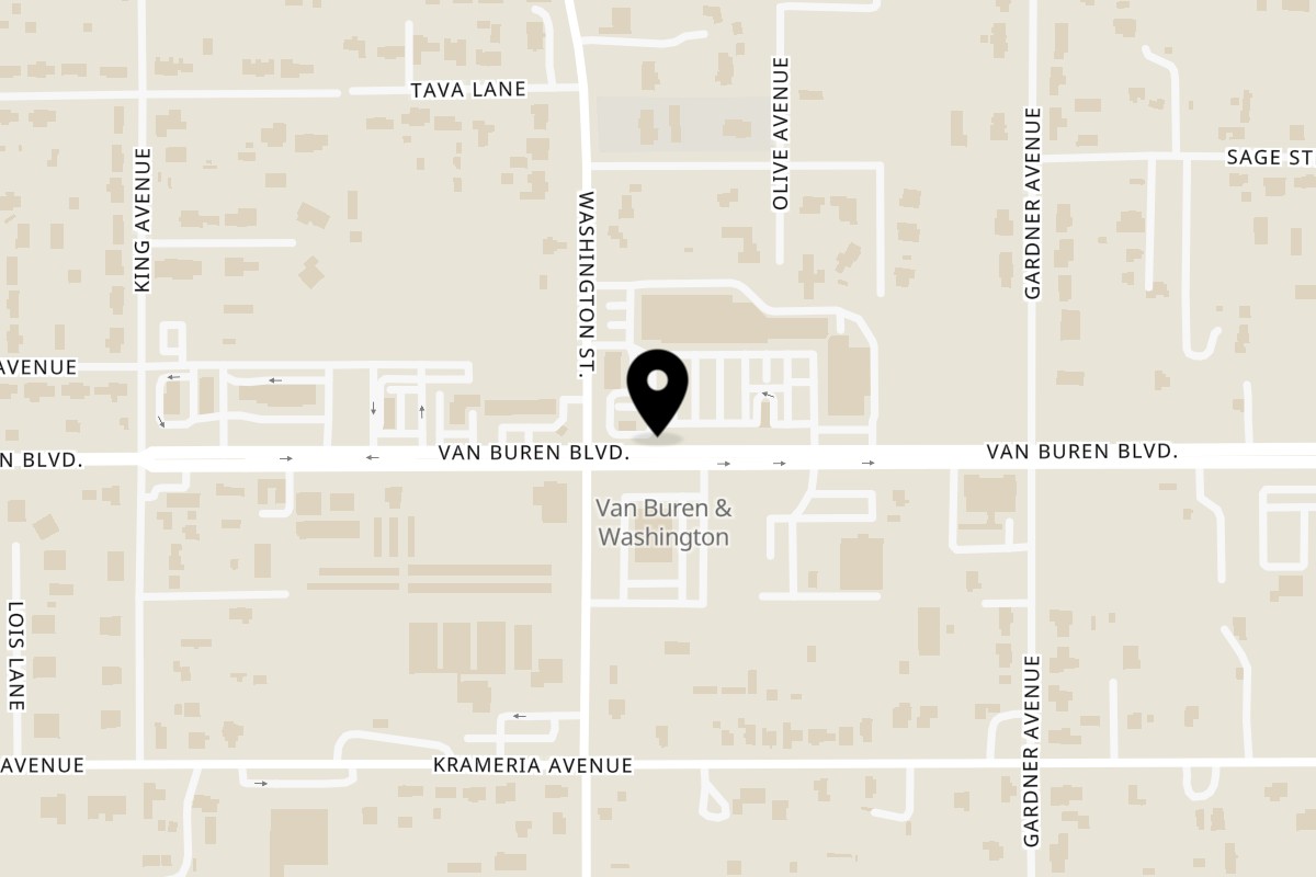 Map showing the location of Tommy Salami's on 17040 Van Buren Boulevard in Riverside